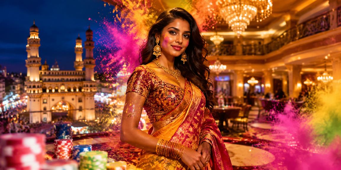 Colorful Casino entertainment event in Hyderabad during Holi festival